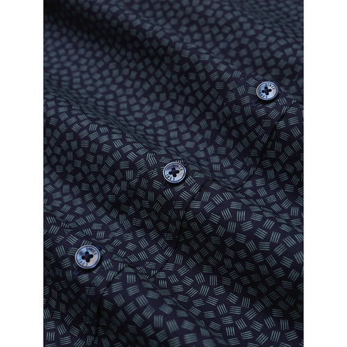 Ben Sherman Long Sleeve Shirt: Dash Print - Marine