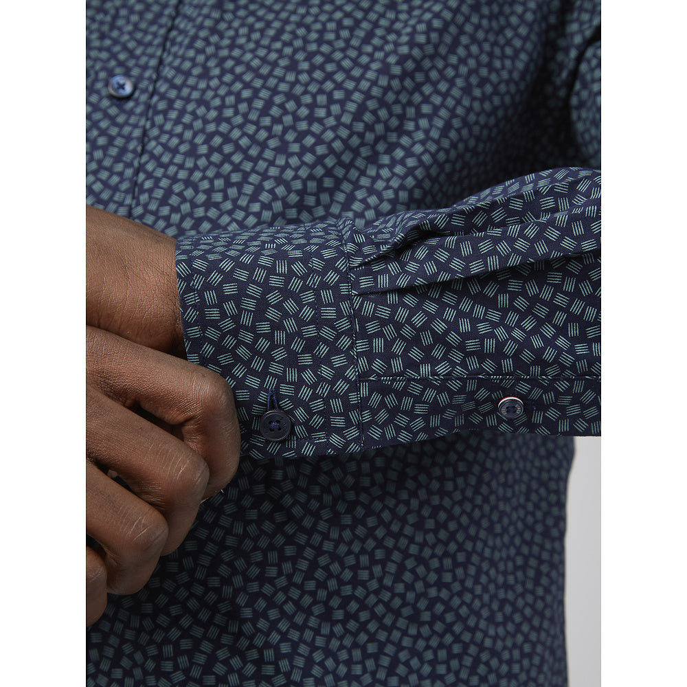 Ben Sherman Long Sleeve Shirt: Dash Print - Marine