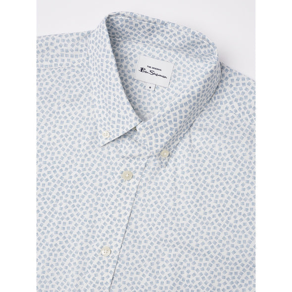 Ben Sherman Long Sleeve Shirt: Dash Print - King Fisher