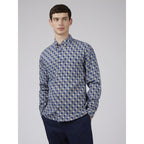 Ben Sherman Overshirt: Gingham - Denim Blue