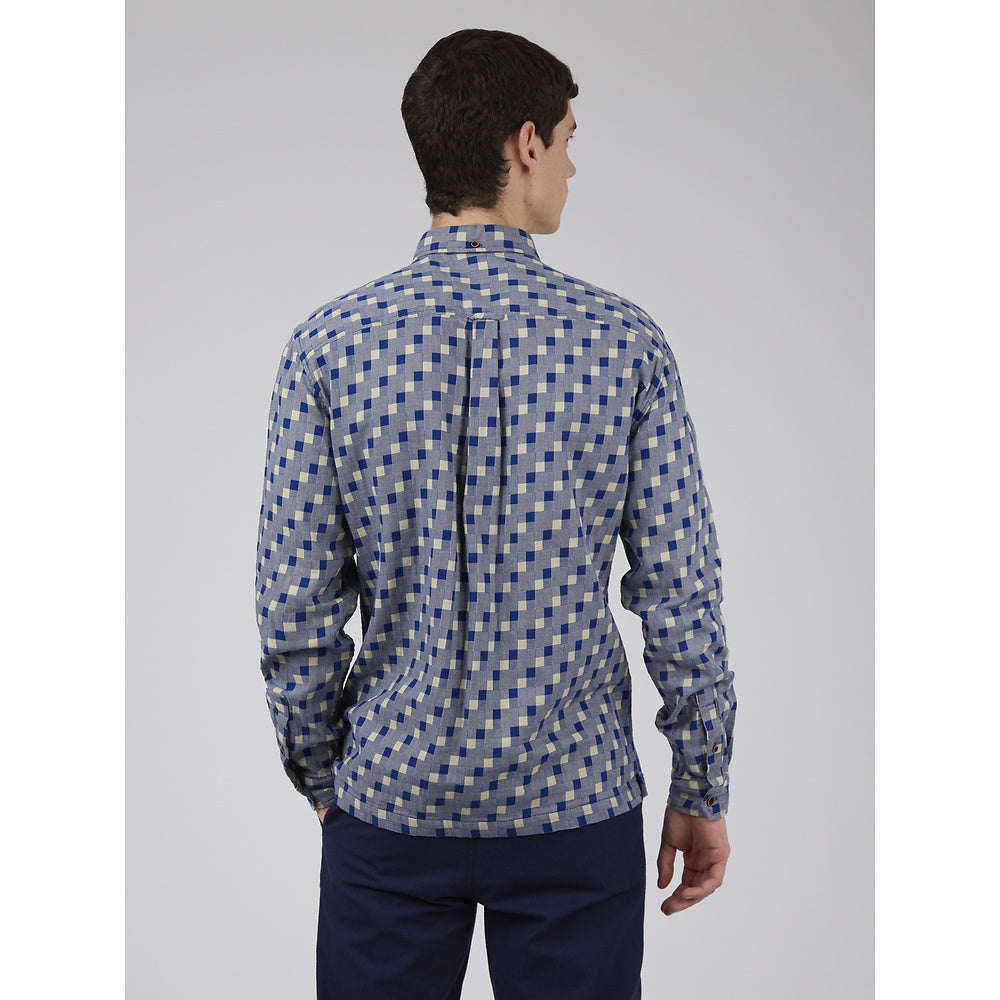 Ben Sherman Overshirt: Gingham - Denim Blue