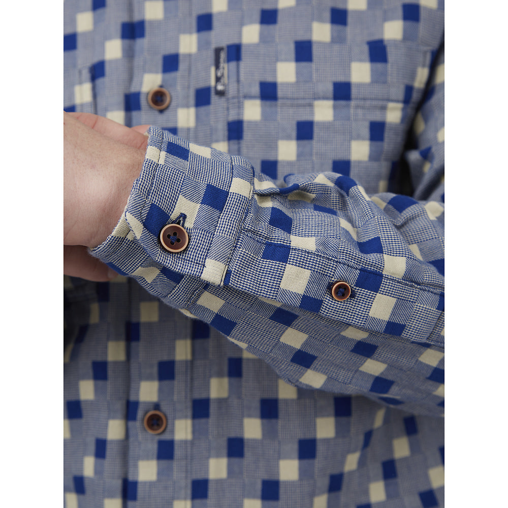 Ben Sherman Overshirt: Gingham - Denim Blue