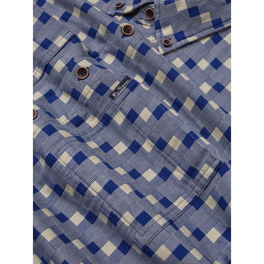 Ben Sherman Overshirt: Gingham - Denim Blue