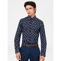 Ben Sherman Long Sleeve Shirt: Mirco Paisley - Dark Navy