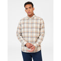Ben Sherman Long Sleeve Shirt: Twisted Yarn Check - Sand