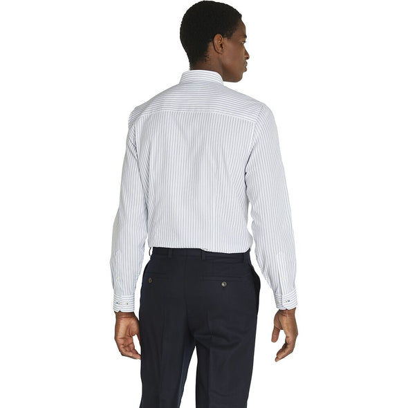 Ben Sherman Long Sleeve Shirt: Dobby Stripe Camden - White