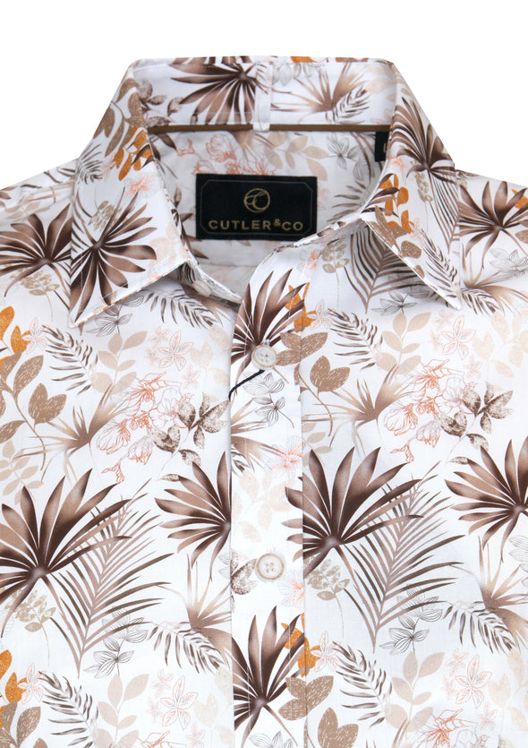 Cutler & Co Blake Long Sleeve Shirt - Tan Leaves