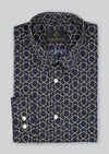 Cutler & Co Blake Long Sleeved Shirt: Art Deco Geo - Thunderstorm