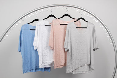 Italian Womens Silver Speckled Tee - Pink