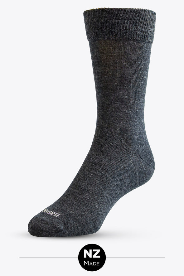 Merino Comfort Top Dress Socks - Mid Grey