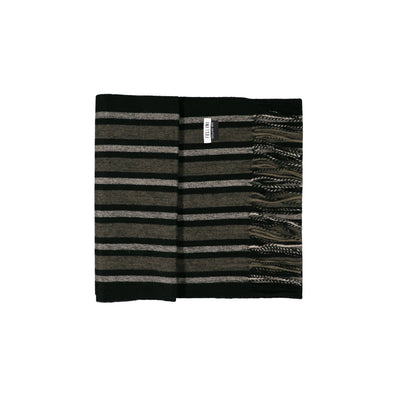 100% Lambs Wool Scarf - Black Pinstripe
