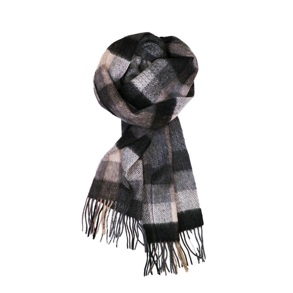 100% Lambs Wool Scarf - Charcoal Cubes