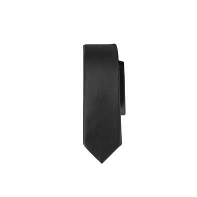 Fellini Slim Shiny Tie - Black
