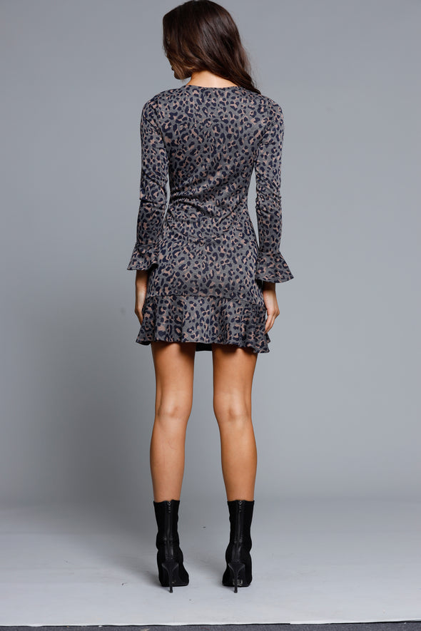 H&B: Love to be Free Knit Dress - Leopard