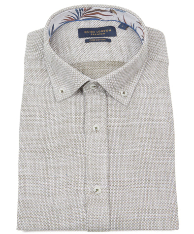 Guide London Short Sleeve Shirt : Textured Wash - Sage