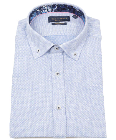Guide London Short Sleeve Shirt : Textured Wash - Sky