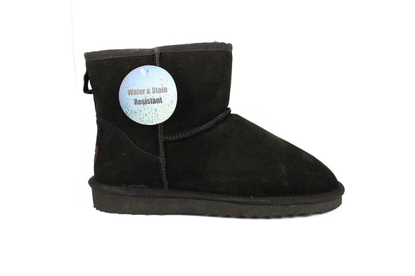 Unisex Black Sheepskin & Suede Mini Boot