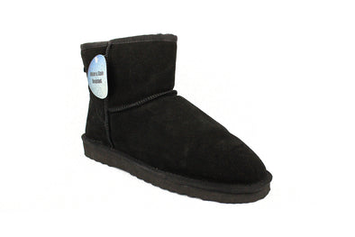 Unisex Black Sheepskin & Suede Mini Boot