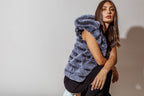 Caju Reversible Fur Vest W/ Hood - Charcoal