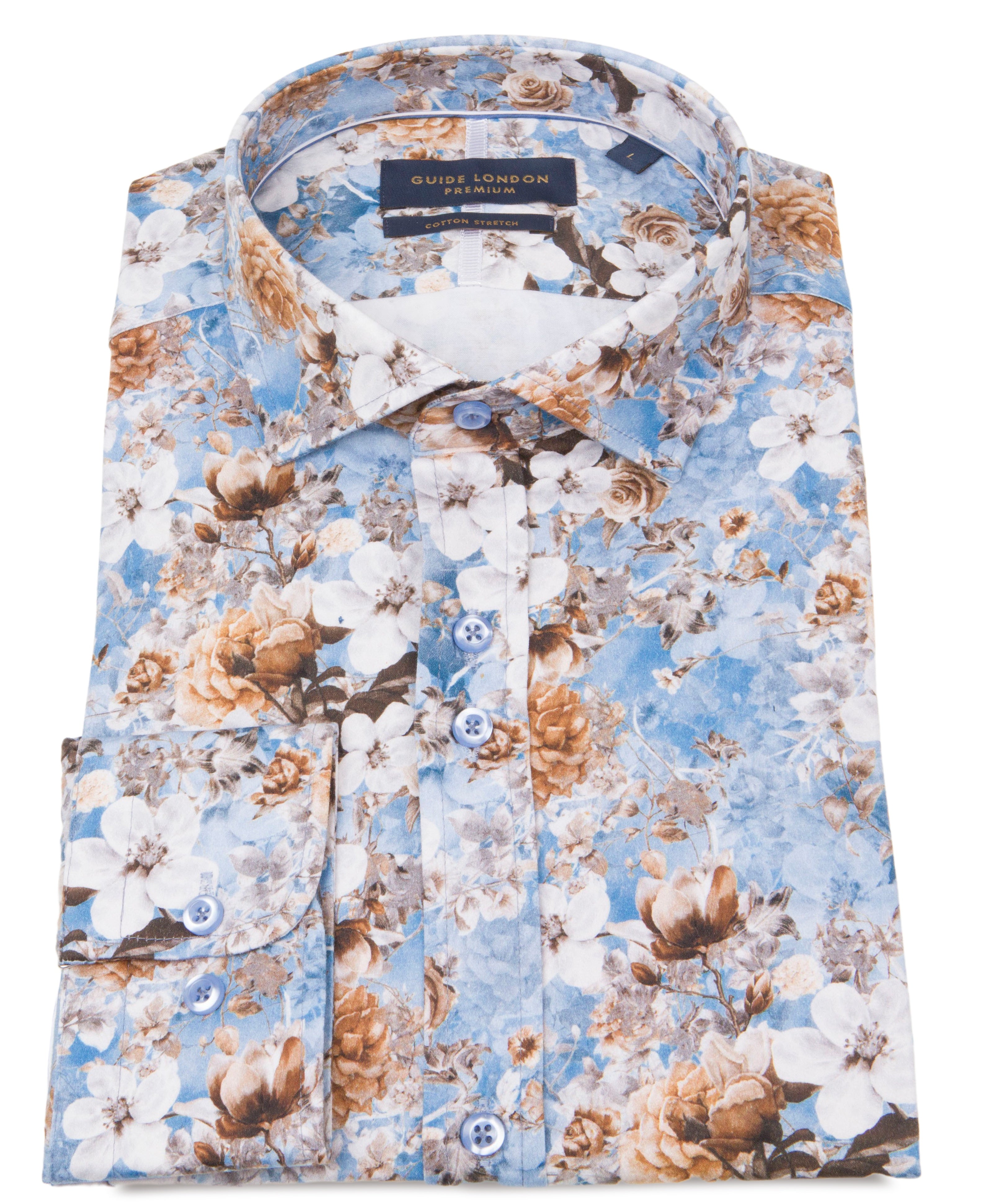 Guide London Long Sleeve Shirt : Negative Film Floral - Sky
