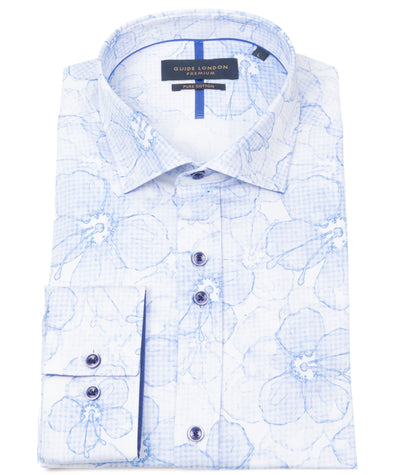 Guide London Long Sleeve Shirt : Digital Floral - Blue