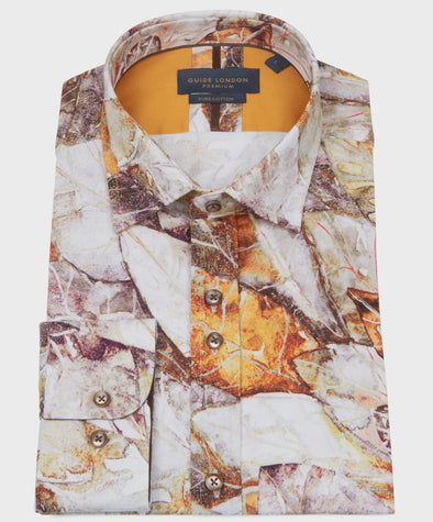 Guide London Long Sleeve Shirt : Autunm Leaves - Gold