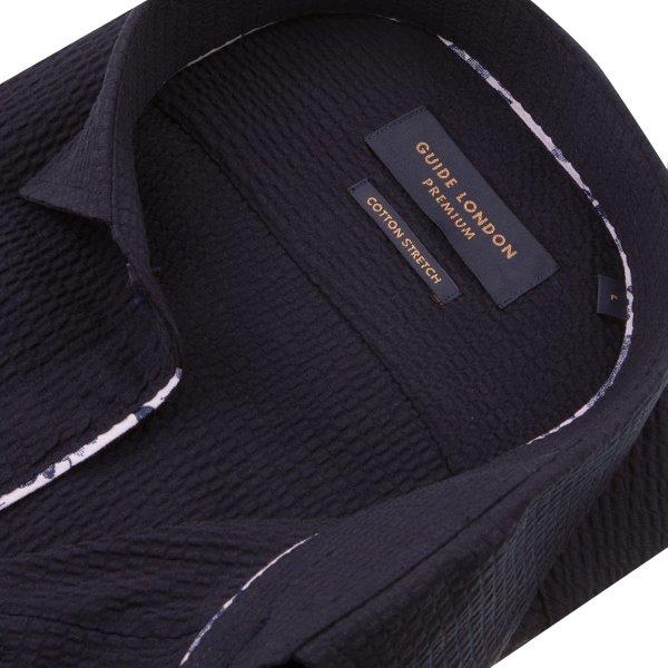 Guide London Long Sleeve Shirt - It's All About Texture Navy