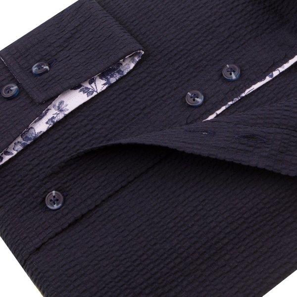 Guide London Long Sleeve Shirt - It's All About Texture Navy