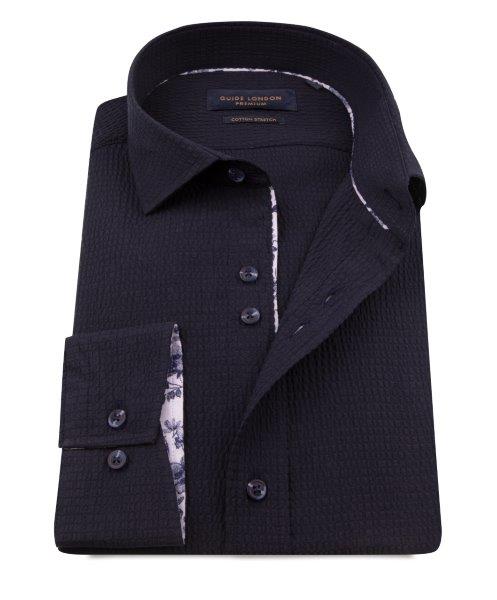 Guide London Long Sleeve Shirt - It's All About Texture Navy