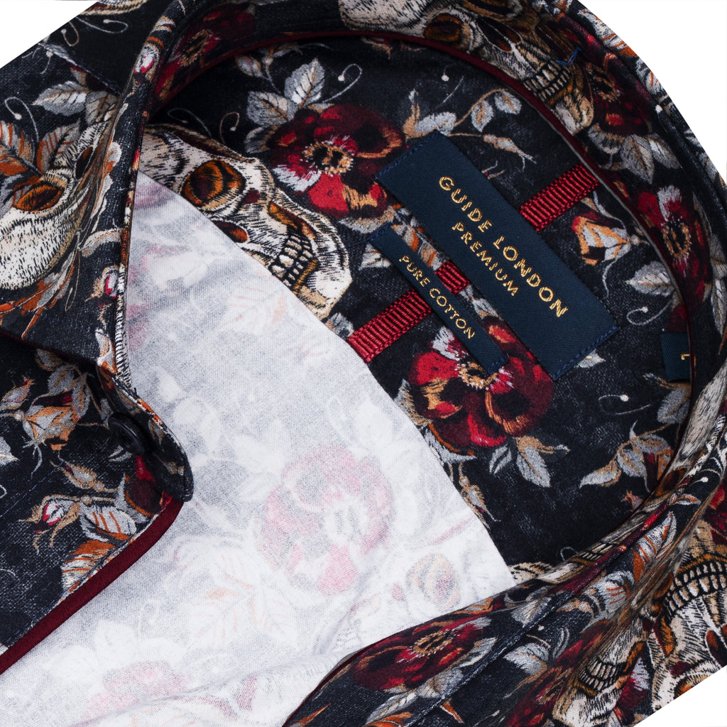 Guide London Long Sleeve Shirt - Floral Skulls