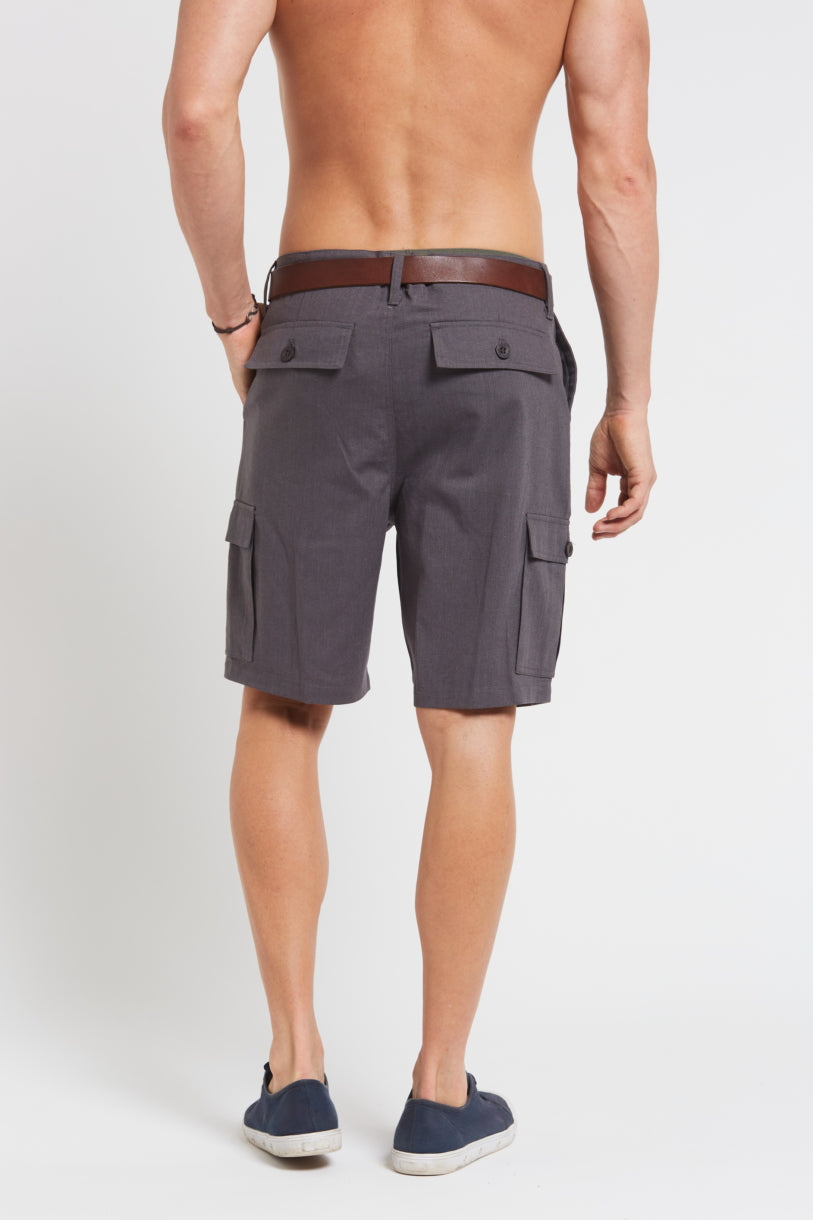 Hemp Cotton Cargo Shorts - Dark Grey