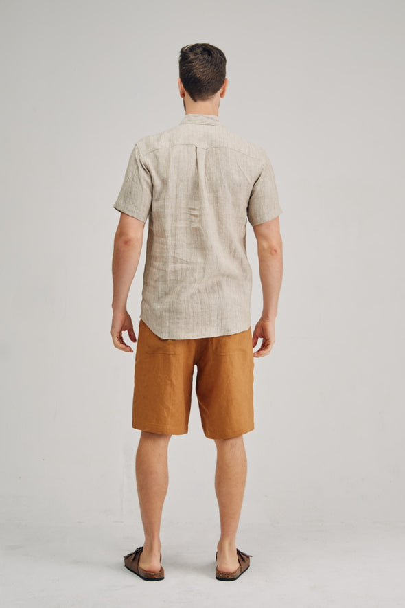Braintree Hemp Short Sleeve Shirt - Pinstripe Natural