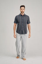 Braintree Hemp & Cotton Short Sleeve Shirt - Pinstripe Black