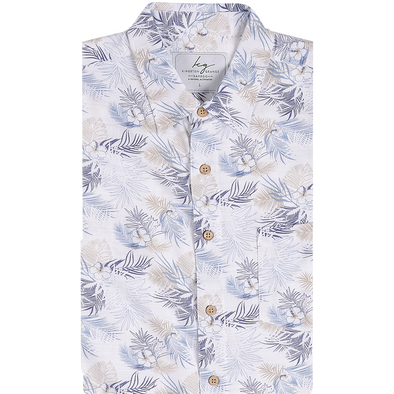 Bamboo Fibre Short Sleeve Shirt - Blue Palm