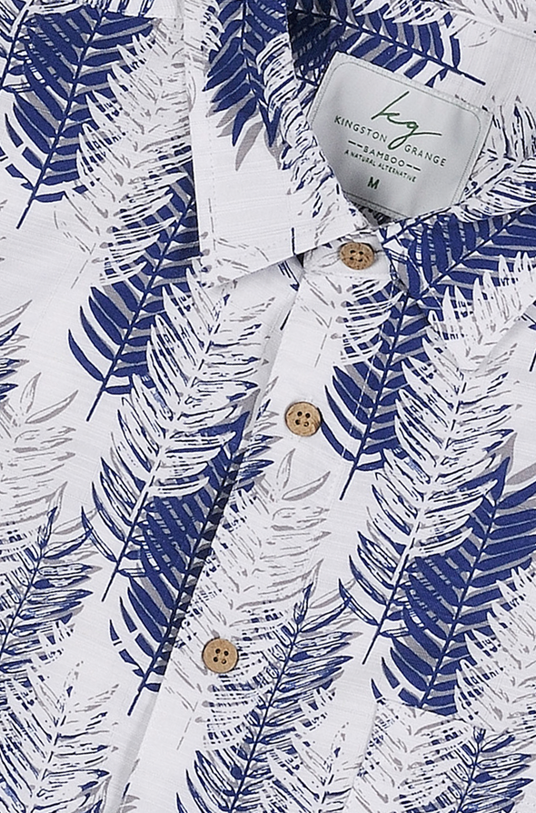 Bamboo Fibre Short Sleeve Shirt - Navy Pines