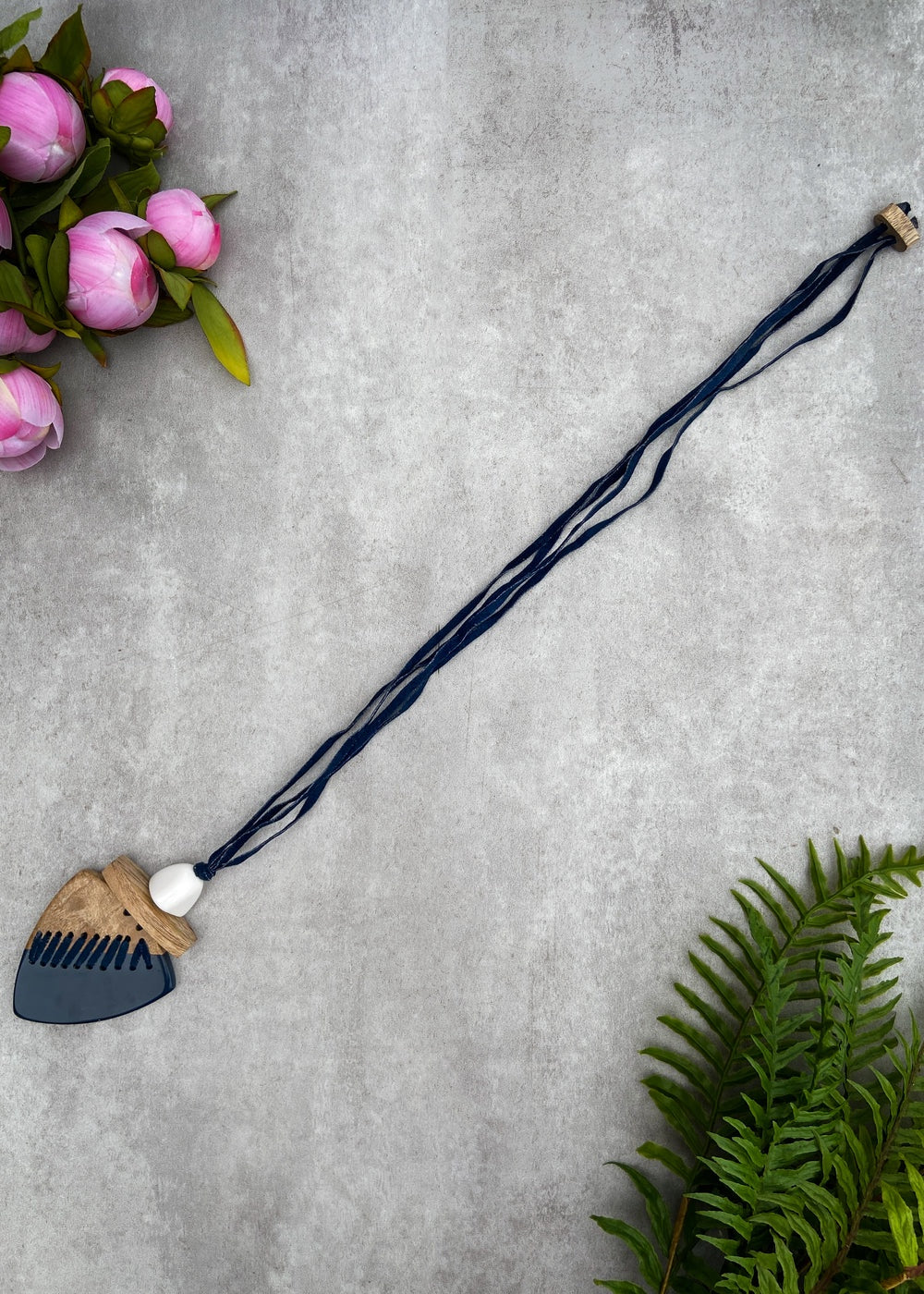 Klara Pendant Necklace in Navy