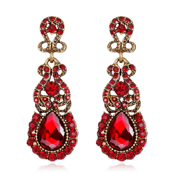 The Italian Closet: Bejewelled Colourful Earrings- Red