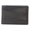 Italian Leather Men's Wallet: Geo Detailing - Black