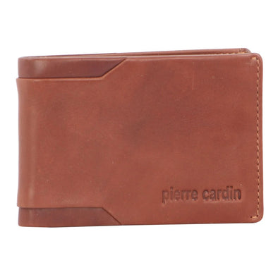 Italian Leather Men's Wallet: Geo Detailing - Cognac