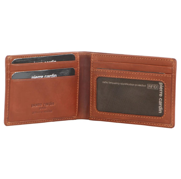 Italian Leather Men's Wallet: Geo Detailing - Cognac