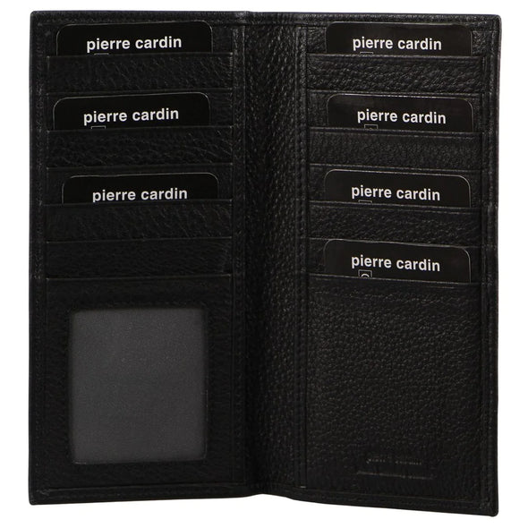 Italian Leather Tall Card & Note Wallet - Black