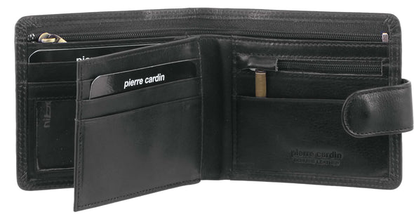 Rustic Leather Men's Slim Bi-Fold Outer Tab Wallet - Black