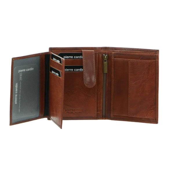 Rustic Leather Men's Tall Bi-Fold Wallet - Chestnut