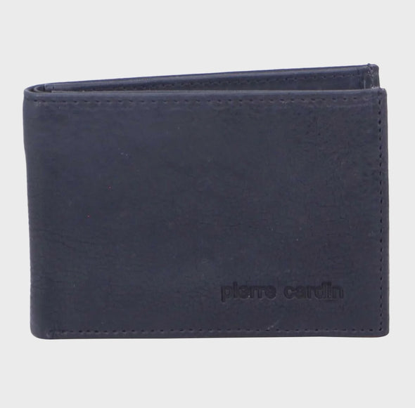Rustic Leather Mens Super Slim Fold Card Wallet - Midnight