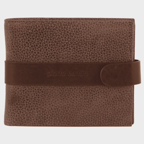 Italian Leather Men's Bifold Wallet: Embossed Detailing - Brown