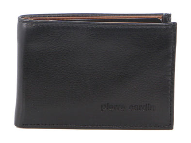 Leather Mens Super Slim Card Wallet - Black & Cognac