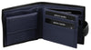 Italian Leather Two Tone Bi Fold Wallet - Black & Navy
