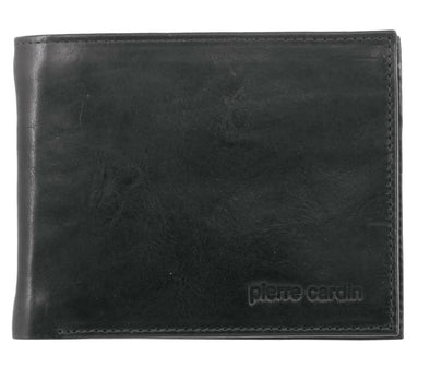 Rustic Leather Men's Slim Bi-Fold Wallet - Black