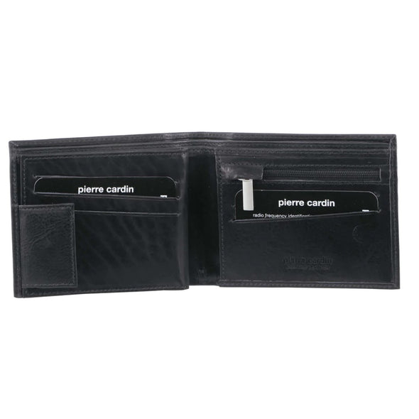 Rustic Leather Men's Slim Bi-Fold Wallet - Black