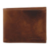Rustic Leather Men's Slim Bi-Fold Wallet - Cognac